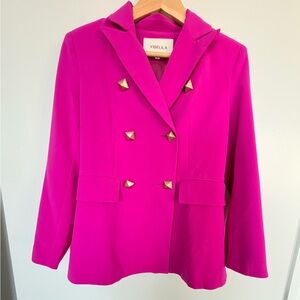 Ella Women's Bold Pink Blazer with Gold Accents